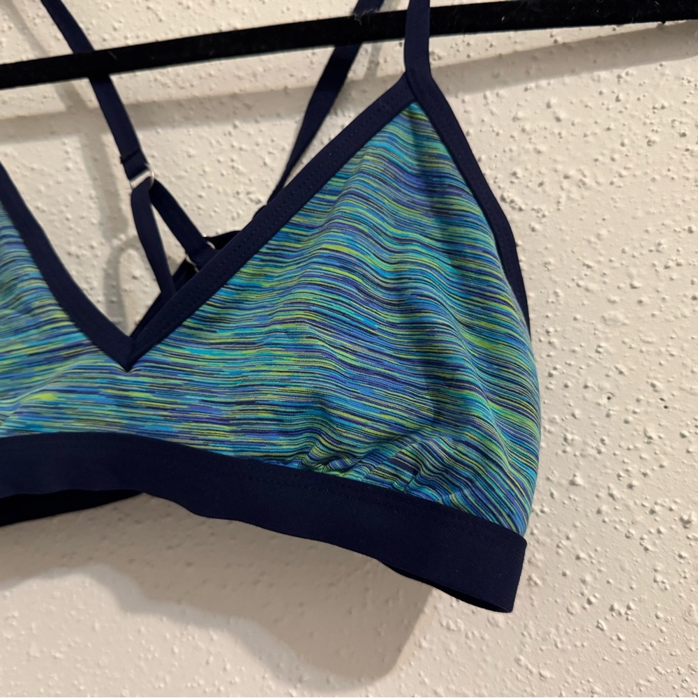 Athleta Paddle Out Triangle Bikini Top - Size S - Blue Multi Color Space Dye - Picture 8 of 8